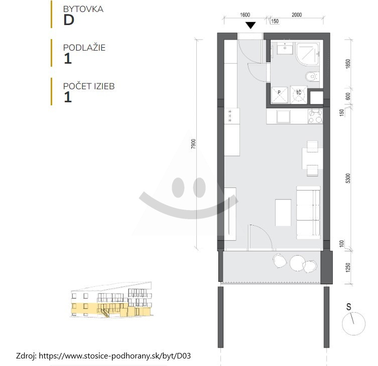 Energeticky úsporný 1-izbový byt (A0).