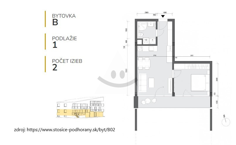 Energeticky úsporný 2-izbový byt (A0).